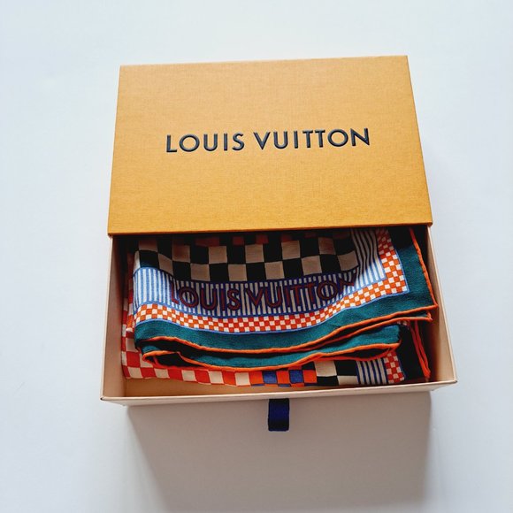 New Louis Vuitton 100% Silk Checked Limited Edition Scarf 34" x 34" - Picture 11 of 11